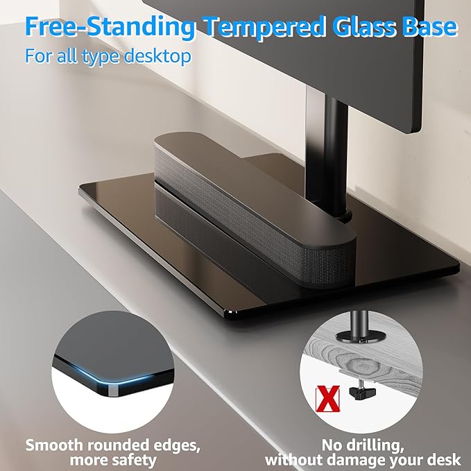 MOUNTUP Monitor Stand for Desk, Freestanding Monitor Mount Fits 13-32 inch Screen up to 17.6 lbs, Screen Stand with Swivel, Height, Rotation Adjustment, VESA Mount 100 x 100mm, 75 x 75mm (Pack of 2)