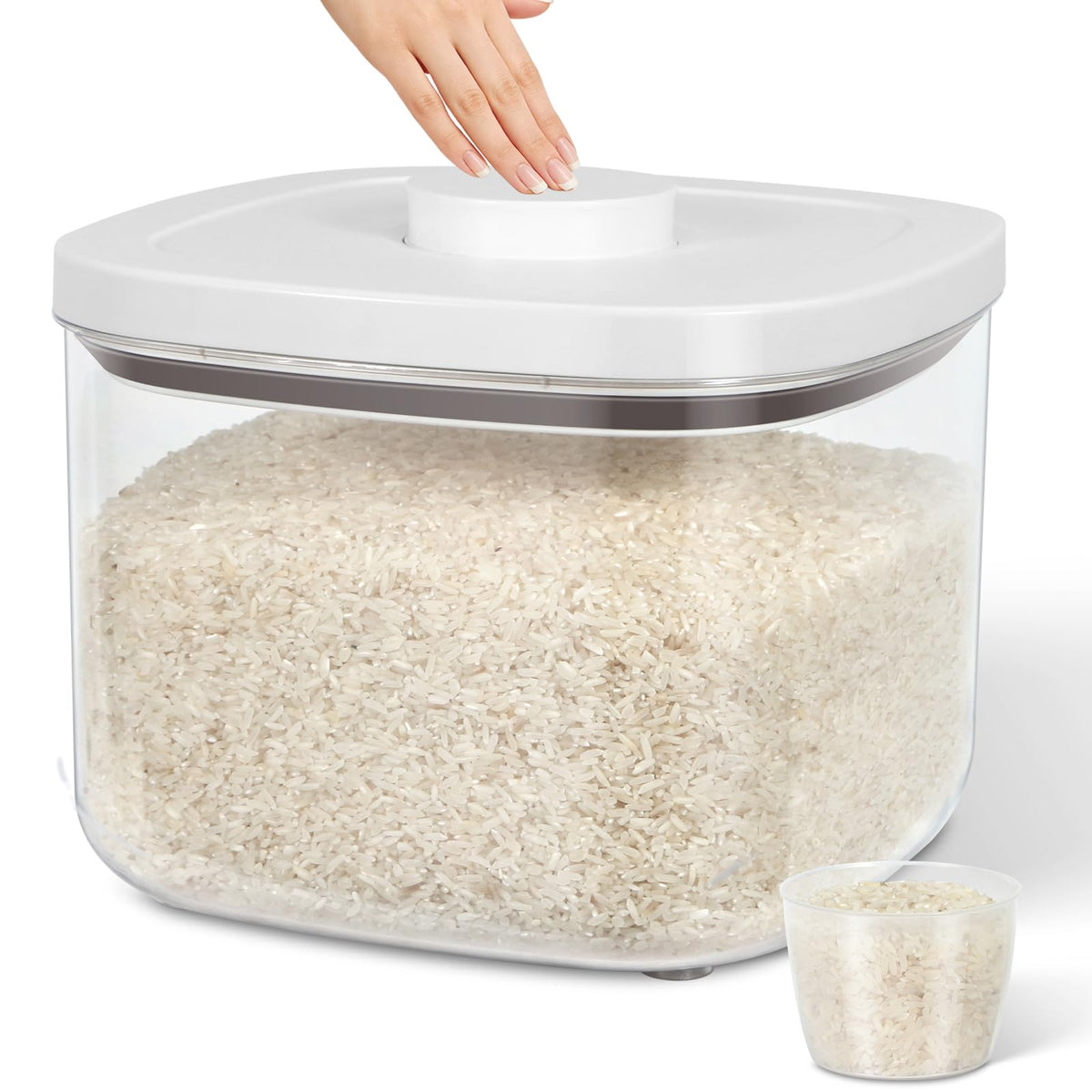 TBMax Large Flour Storage Container 10.56 Qt, 20 Lbs Rice Container with Pop Up Lid & Measuring Scoop for Flour, Cereal, Dry Food Storage and Kitchen Pantry Organization