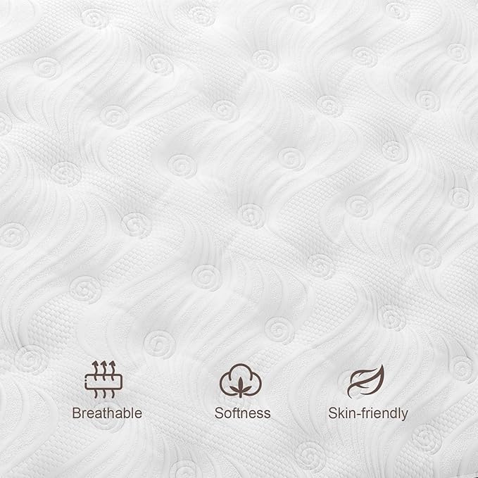 Queen Mattress 14 Inch, Medium Mattresses Hybrid with Gel Memory Foam and Individually Pocket Innerspring Euro Top for Motion Isolation, Edge Support, 100 Night Trial Black & White