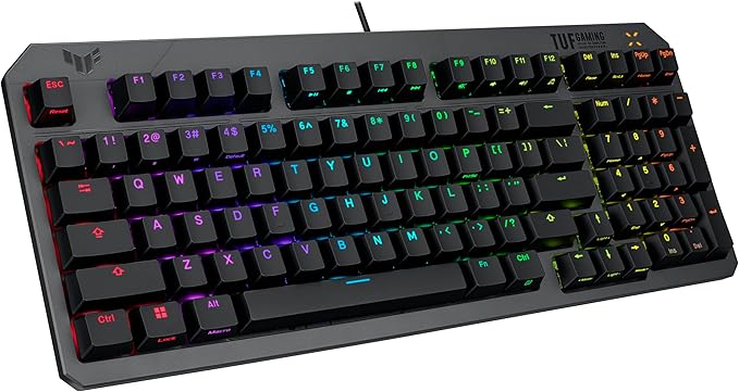 ASUS TUF Gaming K3 Gen II Wired USB Gaming Keyboard – 97-Key Compact Layout, Optical-Mechanical Red (Linear) Switches, PBT Keycaps, Detachable Top Plate, IP57 Waterproofing, PC/Mac Support - Black