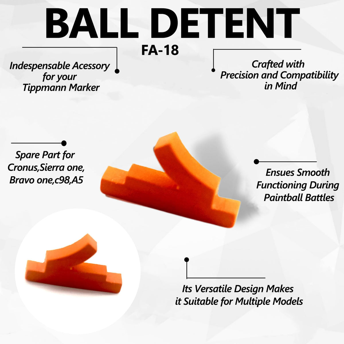auaurly 20 PCS Ball Latch Detent FA-18 Replacement Fit for Tippmann 98, A5, X7 Ball Latch Detent Paintball Ball Keeper(Select Qty)