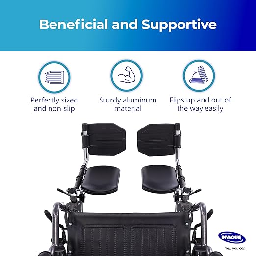 Invacare Wheelchair Elevating Legrest with Padded Calf Support, Footrest with Swing Away Function, Adjustable Length and Aluminum Footplate, Tool-Free Installation, Designed for Invacare Wheelchair