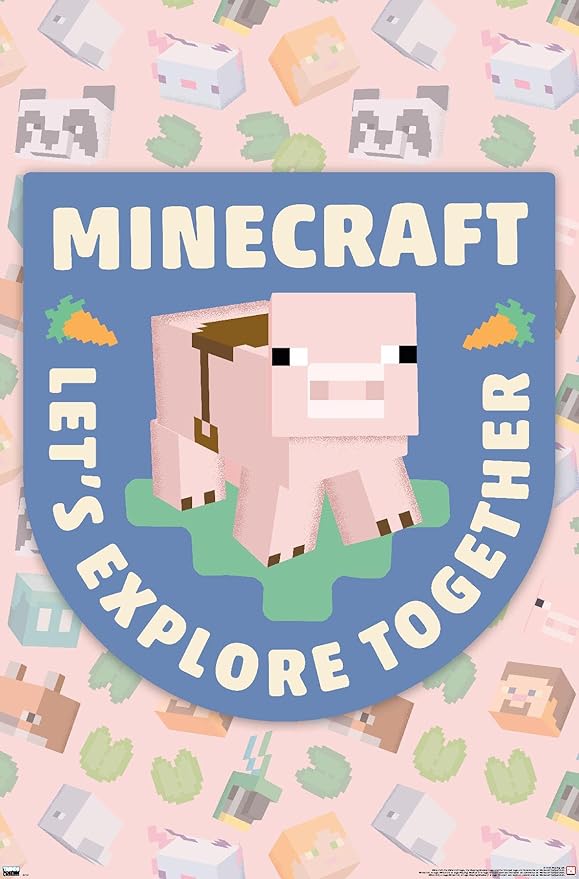 Trends International Minecraft - Let's Explore Together Wall Poster, 22.4L x 14.7W, Premium Unframed Version