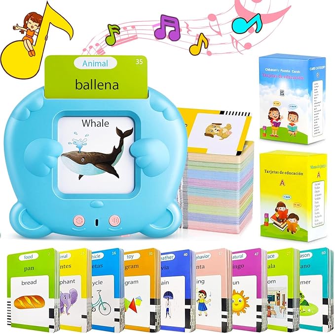 Spanish & English Talking Flash Cards for Toddler, 510 Sight Words Learning Toys, ABC & Numbers Educational Montessori Toys, Speech Therapy Toys, Children's Sensory Preschool Learning Birthday Gifts
