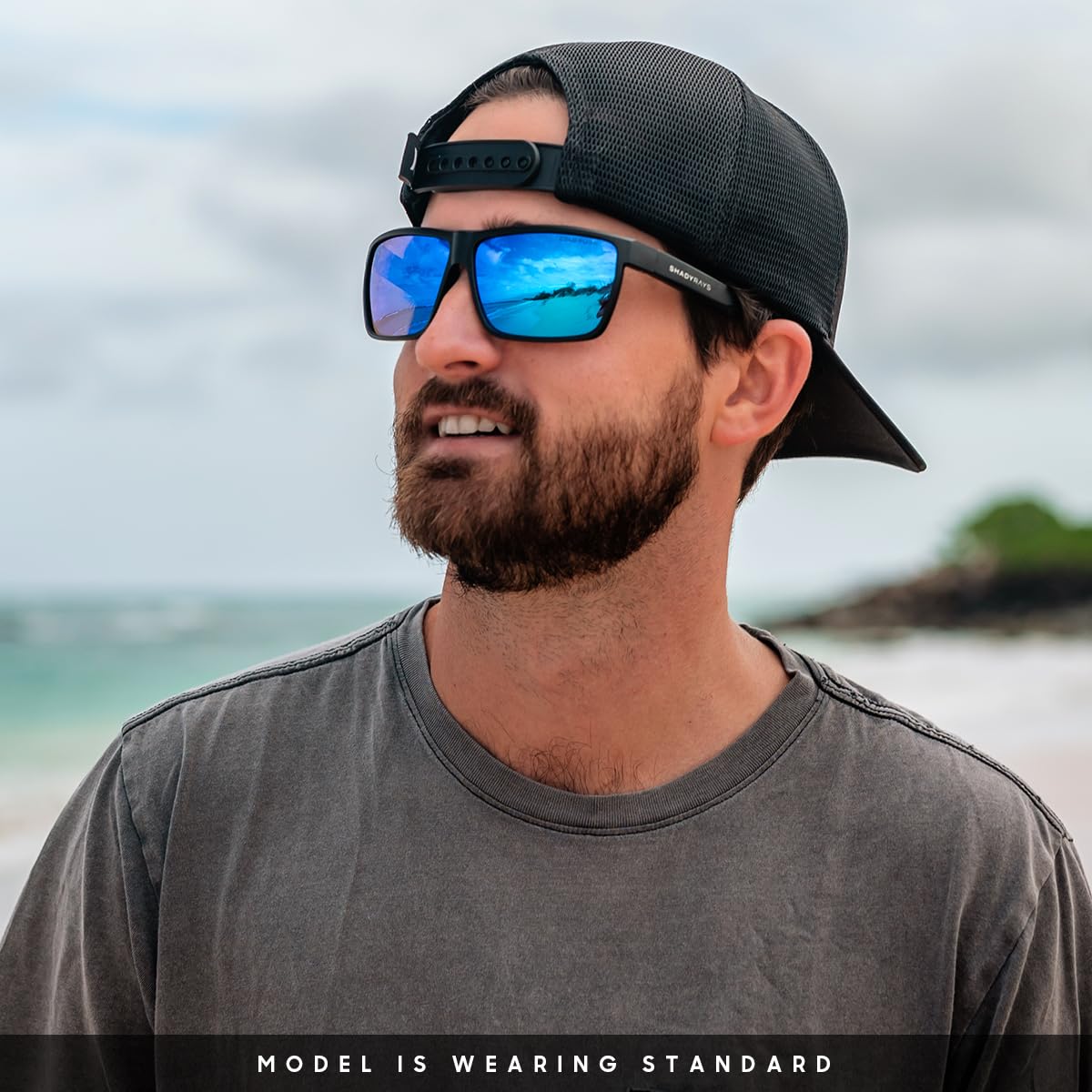 Shady Rays Cayman - Black Ocean/Blue Glacier Mirror Lens, XL