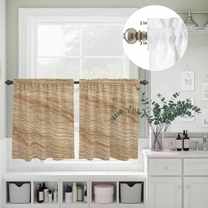 Kitchen Curtains Tiers and Valance Set of 3, Country Farmhouse Light Filtering