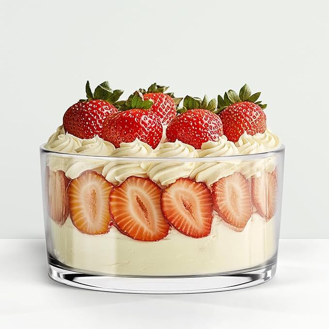 Glass Salad Bowl - Versatile 118oz Trifle and Fruit Bowl - Elegant & Long-Lasting for Serving Salads, Dessert