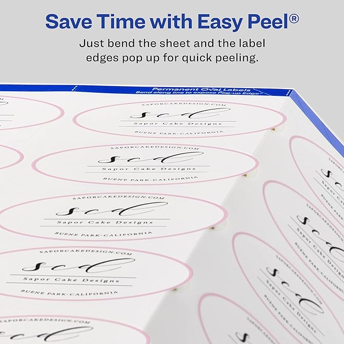 Avery Printable Blank Oval Labels,2" x 3-1/3",Glossy White,80 Customizable Labels (22820),(Pack of 5)