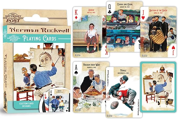 MasterPieces Officially Licensed Saturday Evening Post Norman Rockwell Playing Cards - 54 Card Deck for Adults