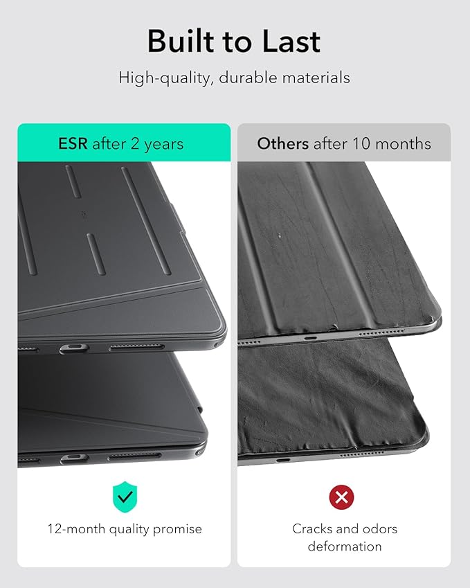 ESR for iPad Pro 13 Inch Case (M5/M4) 2025/2024, Vertical Stand Cover, Multi Stand Angles, Ultra-Stable Case with Pencil Holder, Flip Series, Black