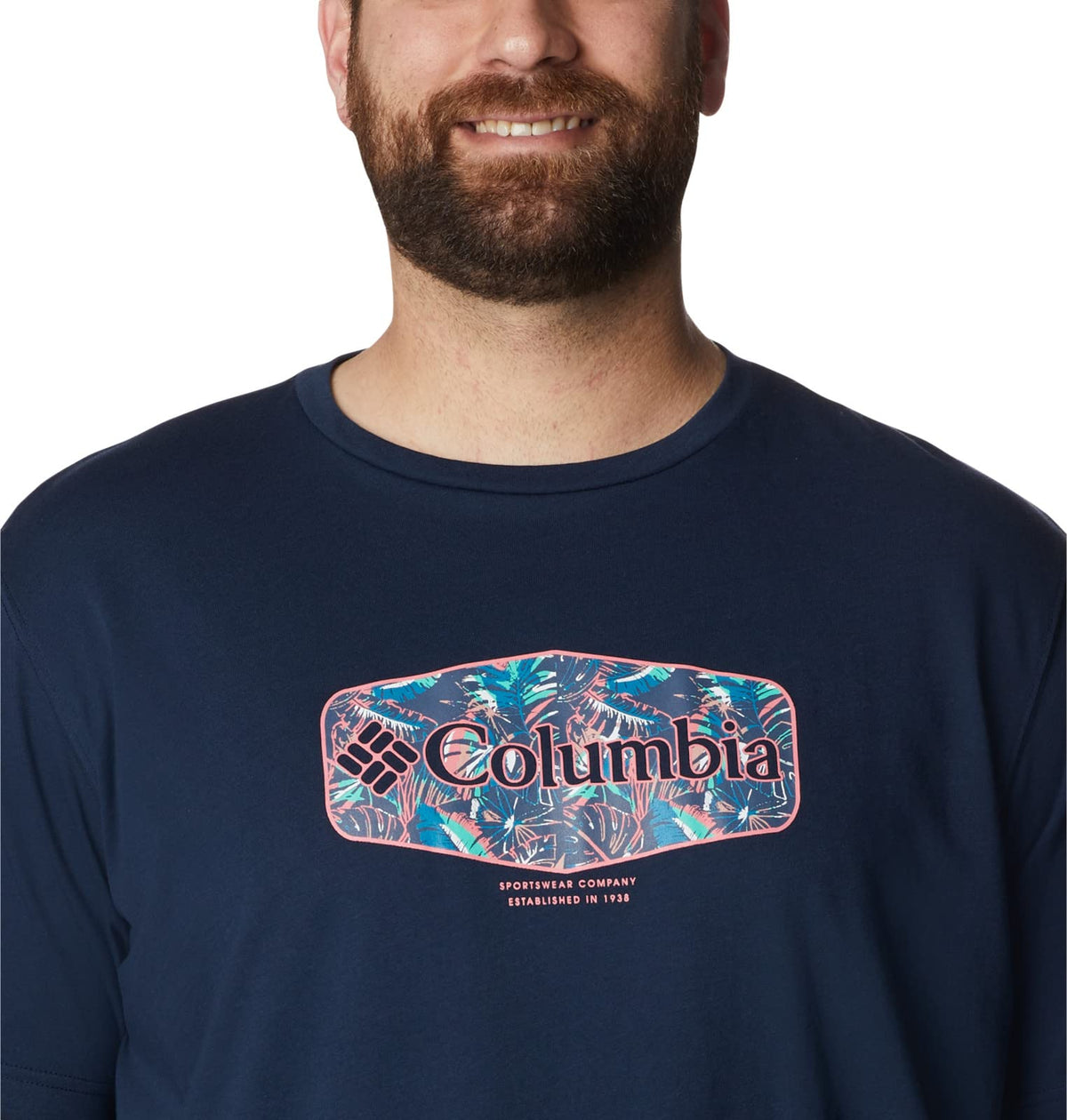 Columbia Men's Thistletown Hills Graphic Short Sleeve, Collegiate Navy HTHR/Wanderland Graphic, X-Large