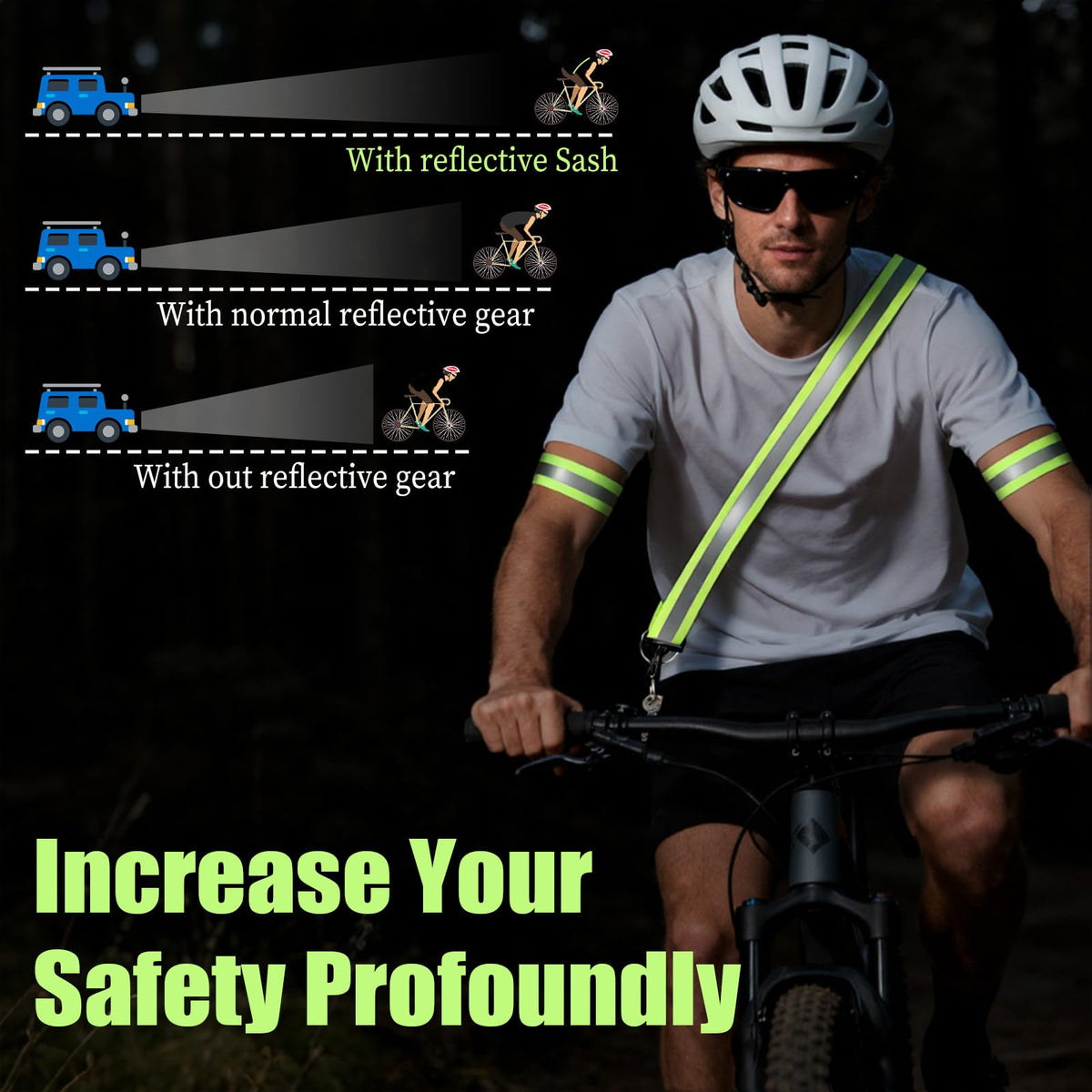 Alrhso Reflective Sash for Walking at Night, 3 Pcs High Visibility Reflective Running Gear Night, Adjustable Night-Walking Safety Gear for Men Women