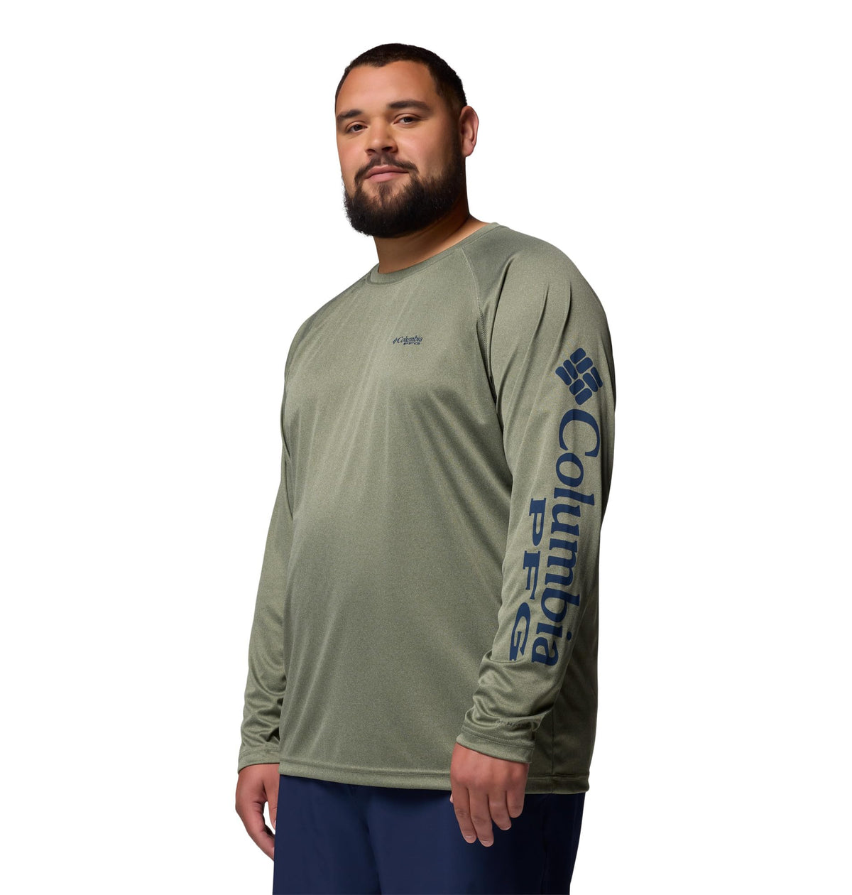 Columbia Men's PFG Terminal Tackle Long Sleeve Fishing Shirt, Cypress Heather/Carbon Logo, XX-Large