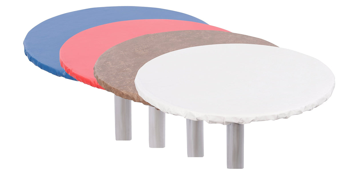 Yourtablecloth Heavy Duty Vinyl Round Fitted Tablecloth (Table Cover) with Flannel Backing Vibrant Colors Elasticized Tablecloth Great for Indoor and Outdoor Dining and Playing Cards 48” Grey