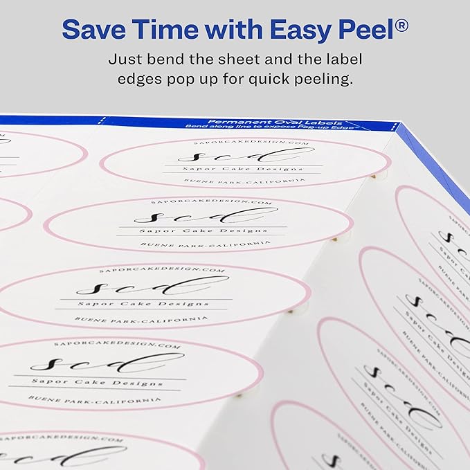 Avery Printable Blank Oval Labels, 1.5" x 2.5", Glossy White, 180 Customizable Labels (22804)