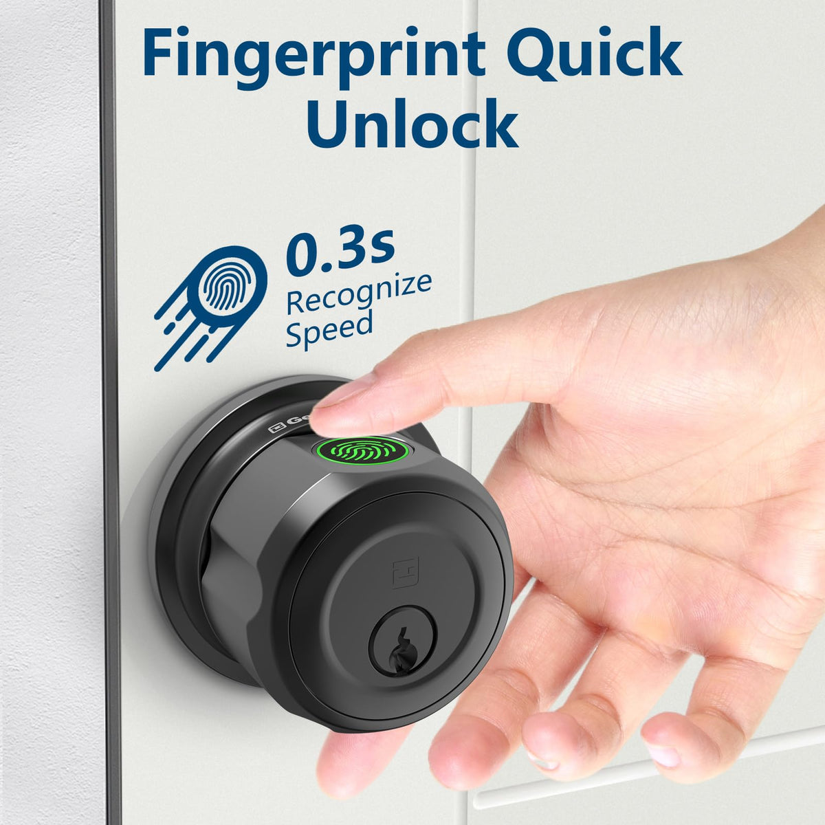 GeekTale Smart Deadbolt, Fingerprint Deadbolt Lock, Fingerprint Door Knob with Lock, Keyless Deadbolt, Keyless Entry Door Lock with App, for Front Door, Garage, Easy Installation