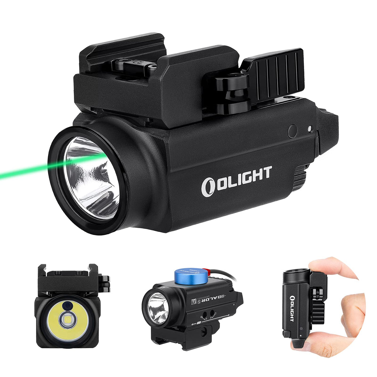 OLIGHT Baldr S 800 Lumens Compact Rail Mount Weaponlight with Green Beam and White LED Combo, Magnetic USB Rechargeable Tactical Flashlight with 1913 or GL Rail, Battery Included (Desert Tan)