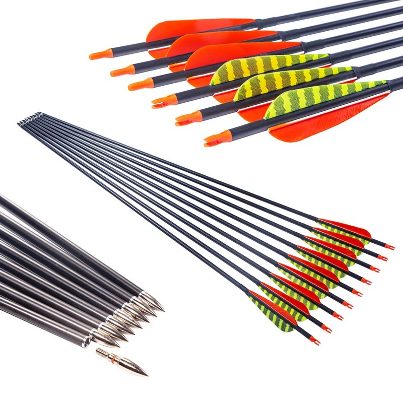 Pinals Archery 340 400 500 Spine Carbon Arrows for Compound Recurve Bows Hunting Target Traditional Longbow 30 inch Arrow Shaft 12PCS(400 30")