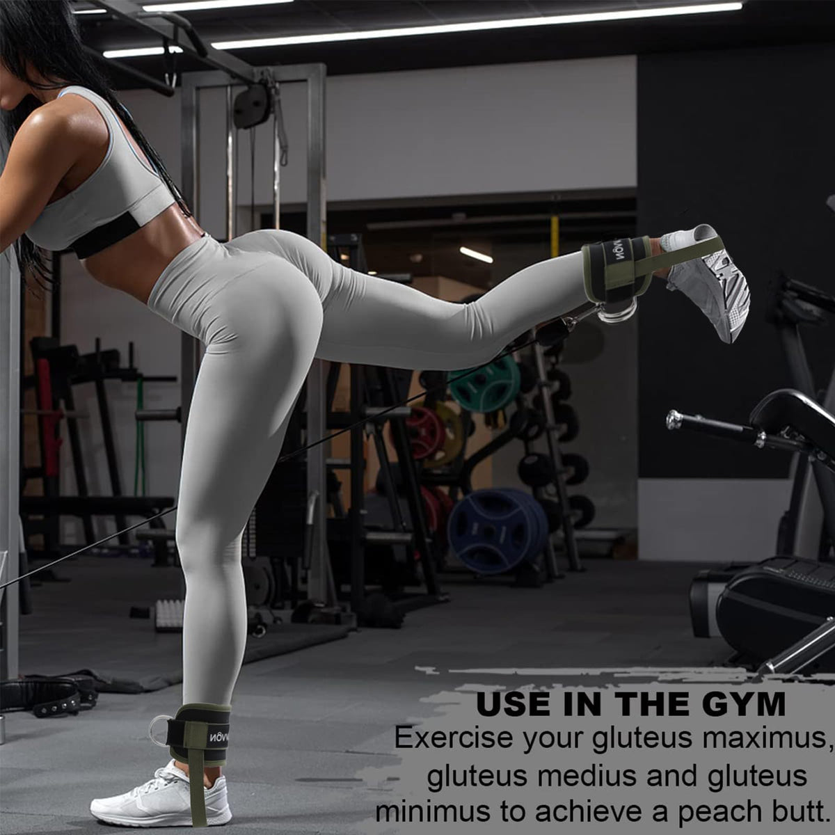 Ankle Straps for Cable Machines Kickbacks - Glute Workout Cuffs Padded
