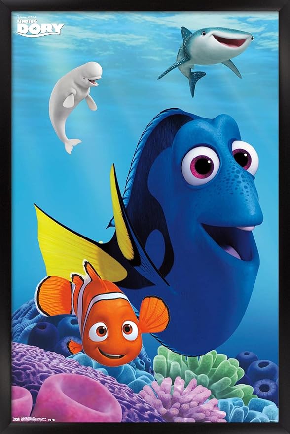 Trends International Disney Pixar Finding Dory - Dory Wall Poster, 22.375" x 34", Black Framed Version