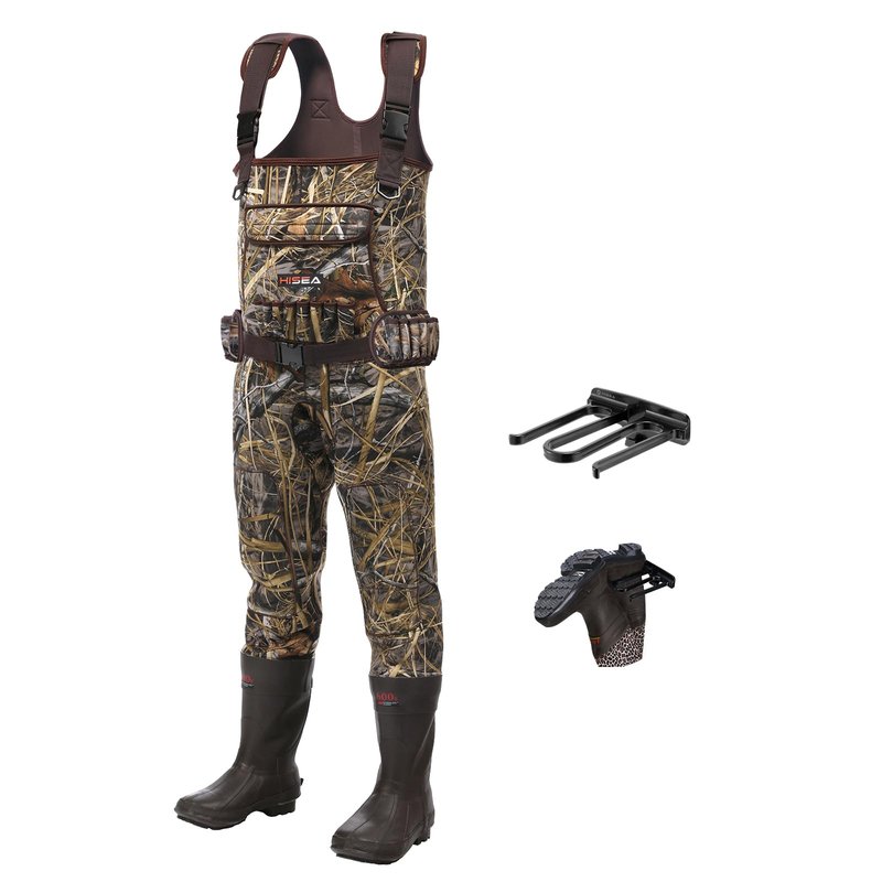 HISEA Hunting Waders for Men with 600G Insulated Boots, 4.5mm Neoprene Waterproof, Bootfoot Chest Wader Fishing Duck Hunting