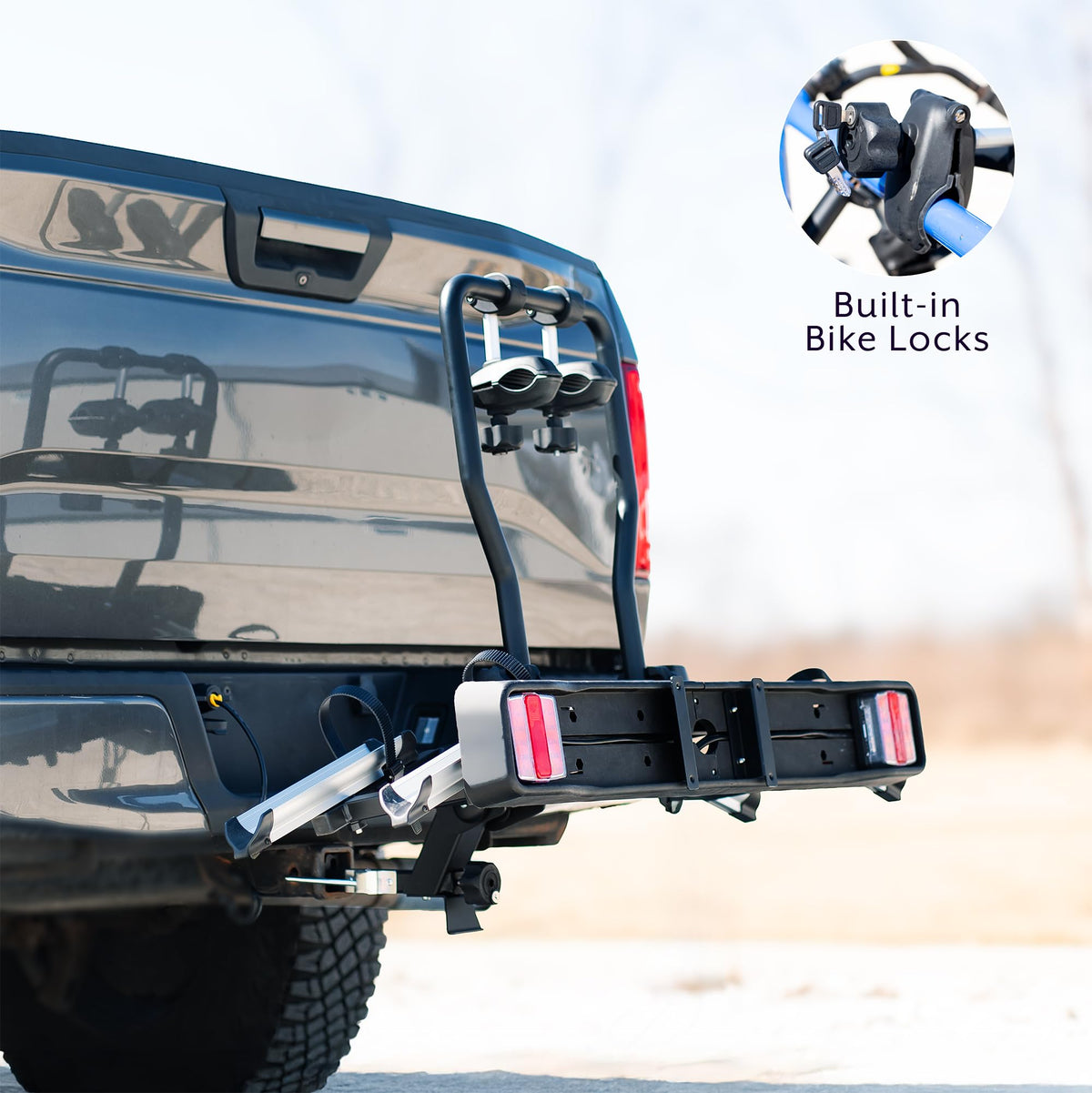 Life Finds 2-Hitch Bike Rack with Taillights and License Plate Holder, Adjustable Folding Design, Holds up to 132 lbs, LF-BR1L