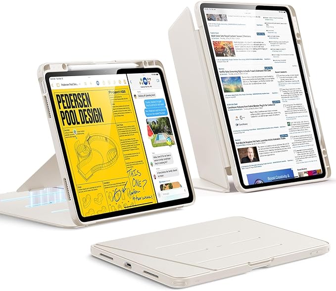 ESR for iPad Air 13 Inch Case M4/M3/M2 (2026/2025/2024), Vertical Stand Cover, Multi Stand Angles, Ultra-Stable Case with Pencil Holder, Flip Series, Starlight