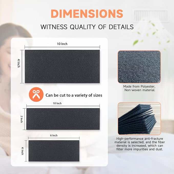4x10 Inch Air Vent Filters Activated Charcoal Carbon, Thickened Filter Premium