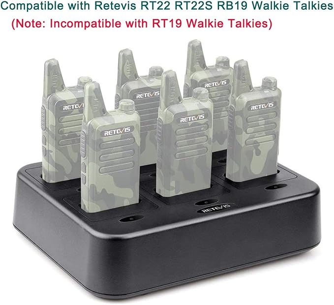 Retevis RT22 Walkie Talkie Charger, Six-Way Charger, Multi Unit Charging Station, Compatible with Retevis RT22 RT22S RB19 RB19P RB39 RB39P Walkie Talkie (1 Pack)