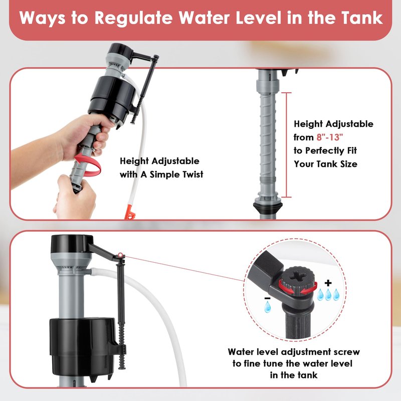 Saillong 2 Sets Toilet Float Replacement Kit, Universal Toilet Flusher Replacement Kit and 2 Inch Flapper Replacements, High Performance Tank Water Control and Fill Valve