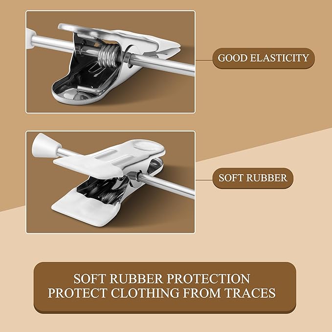 Pants Hangers with Clips 20 Pack Adjustable Skirt Hangers for Women Non-Slip Trousers Hanger for Jeans Clothes Hangers for Pants Heavy Duty Space Saving Shorts Hangers,White,12Inch