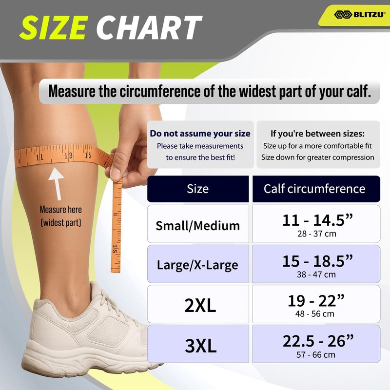 BLITZU Calf Compression Sleeve for Women and Men, Shin Splint Sleeves for Varicose Veins, Nursing, Pregnancy, Running, Footless Compression Socks Support for Calf Muscle Pain Relief Blue L-XL