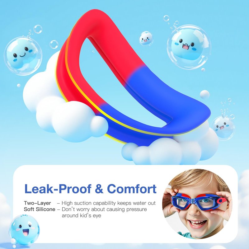 Braylin Kids Swim Goggles, 2-Pack Swimming Goggles for Children, Teens, Boys or Girls, UV Protection Swim Pool Goggle