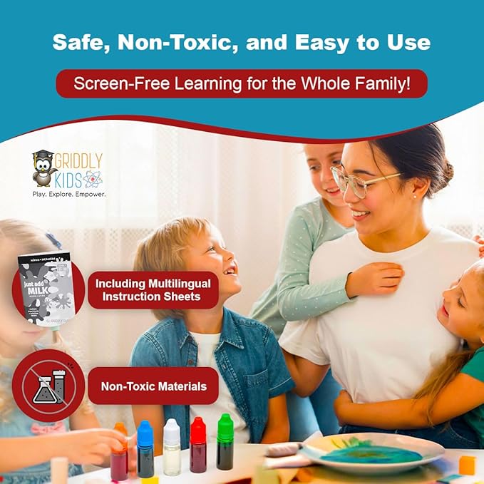 STEM Toys by Griddly Games – Just Add Milk Science & Art Kit, Best Science Kits for Kids Age 8–12, Hands-On Chemistry Set & Creative STEM Experiments