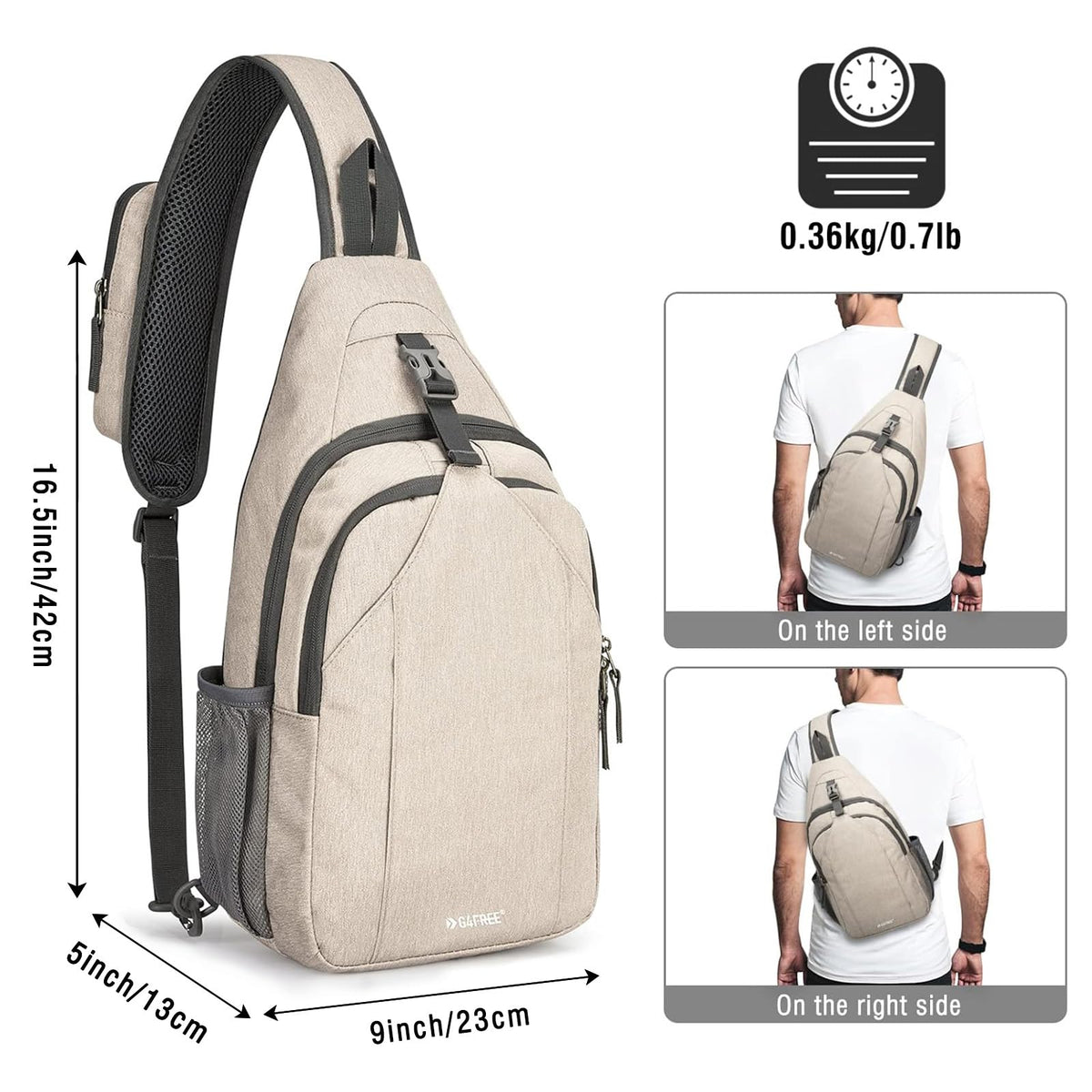 G4Free Sling Bag for Men Women, RFID Blocking Crossbody Bag, Daily, Travel