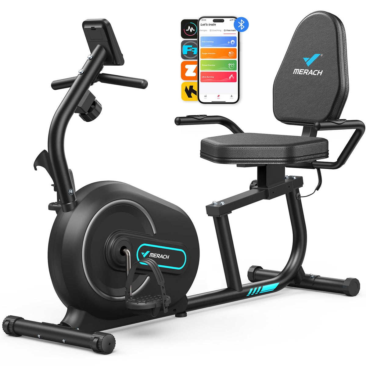 MERACH Recumbent Exercise Bikes for Home with Smart Bluetooth Equipment Exercise Bikes App,LCD,Heart Rate Handle Stationary Bikes for Home, Magnetic Recumbent Exercise Bike for Seniors Gym S08/S23