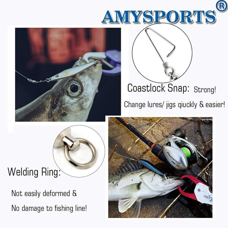 AMYSPORTS High Strength Ball Bearing Swivels - Saltwater & Freshwater Corrosion Resistance Barrel Swivels 25pcs, 18lbs