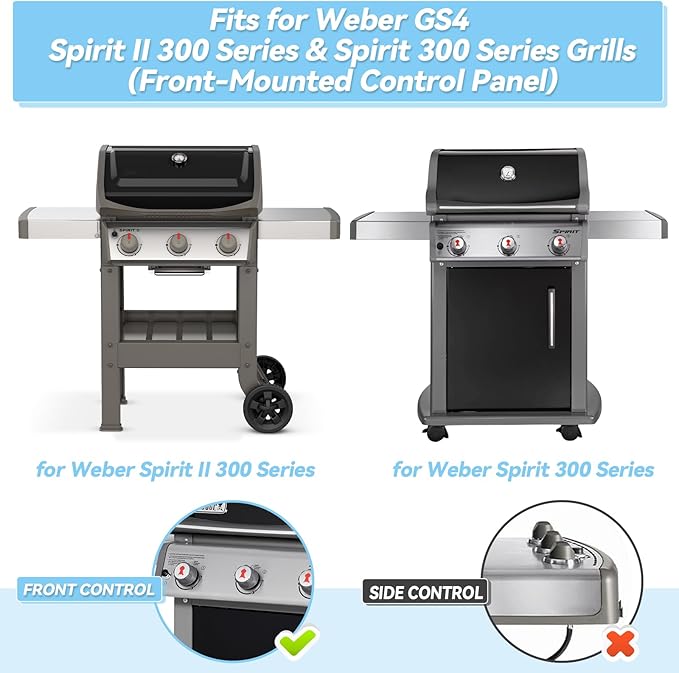 15.3" Flavorizer Bars for Weber Spirit 300 and GS4 Spirit II 300 Series E310 E320 E330 S310 S320 S330 with Front Control Knobs, Porcelain Enameled Steel Grill Heat Plates Replacement for 7636, 5 Pack