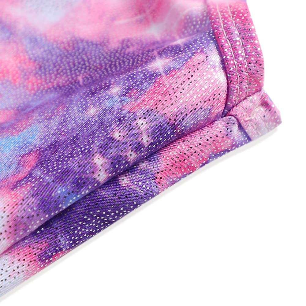 Belovance Leotards for Girls Gymnastics Unicorn Athletic Dance Wear Shiny Rainbow Blue Hotpink (Butterfly Hotpink, 6-7 Years)