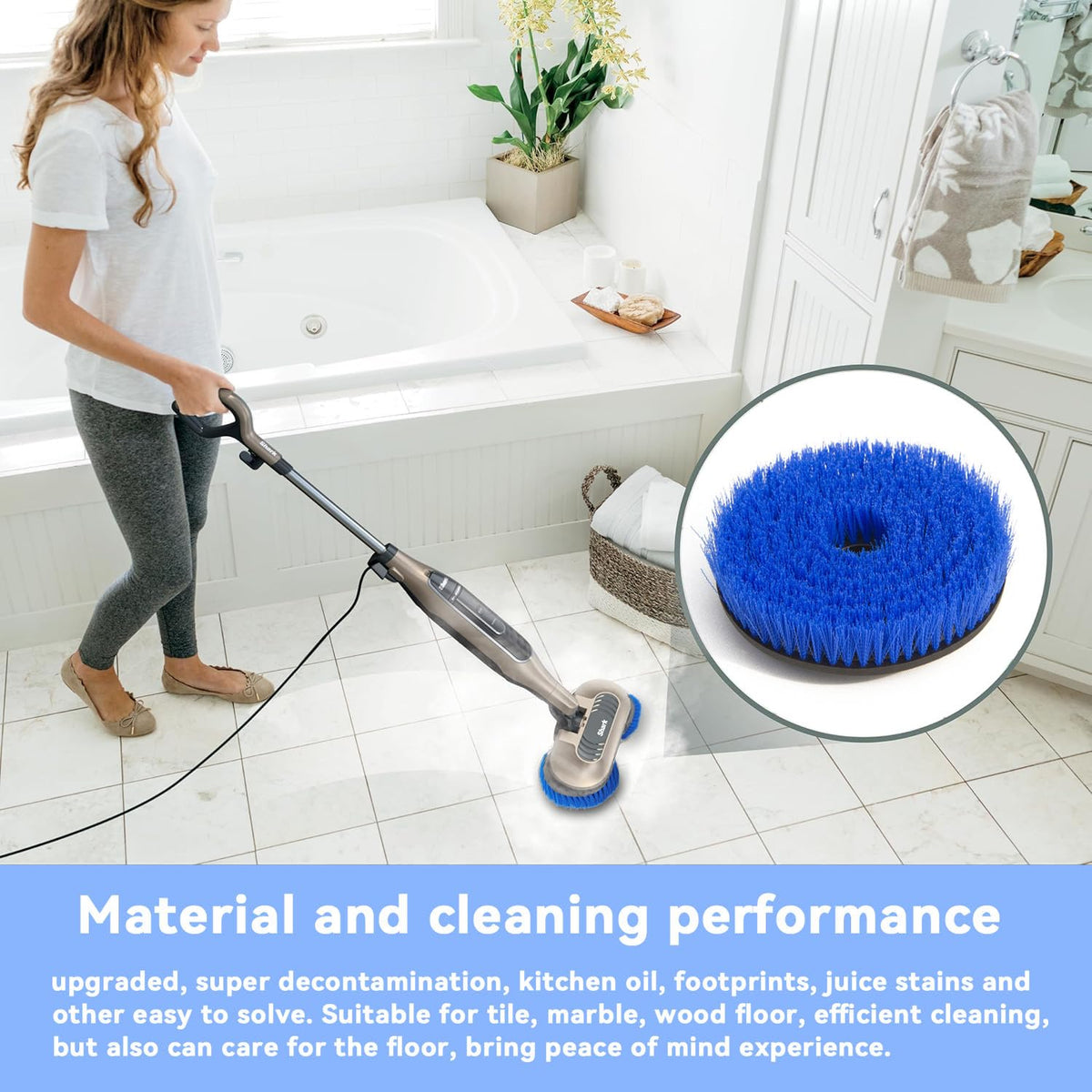 S7001 Upgraded Mop Pad Replacement Brush Heads for Shark Steam Mop S8201/S7000Series Pads | Professional Cleaning and Polishing | for Tile Floors Grout Deep Cleaning Hard Floors (Blue)