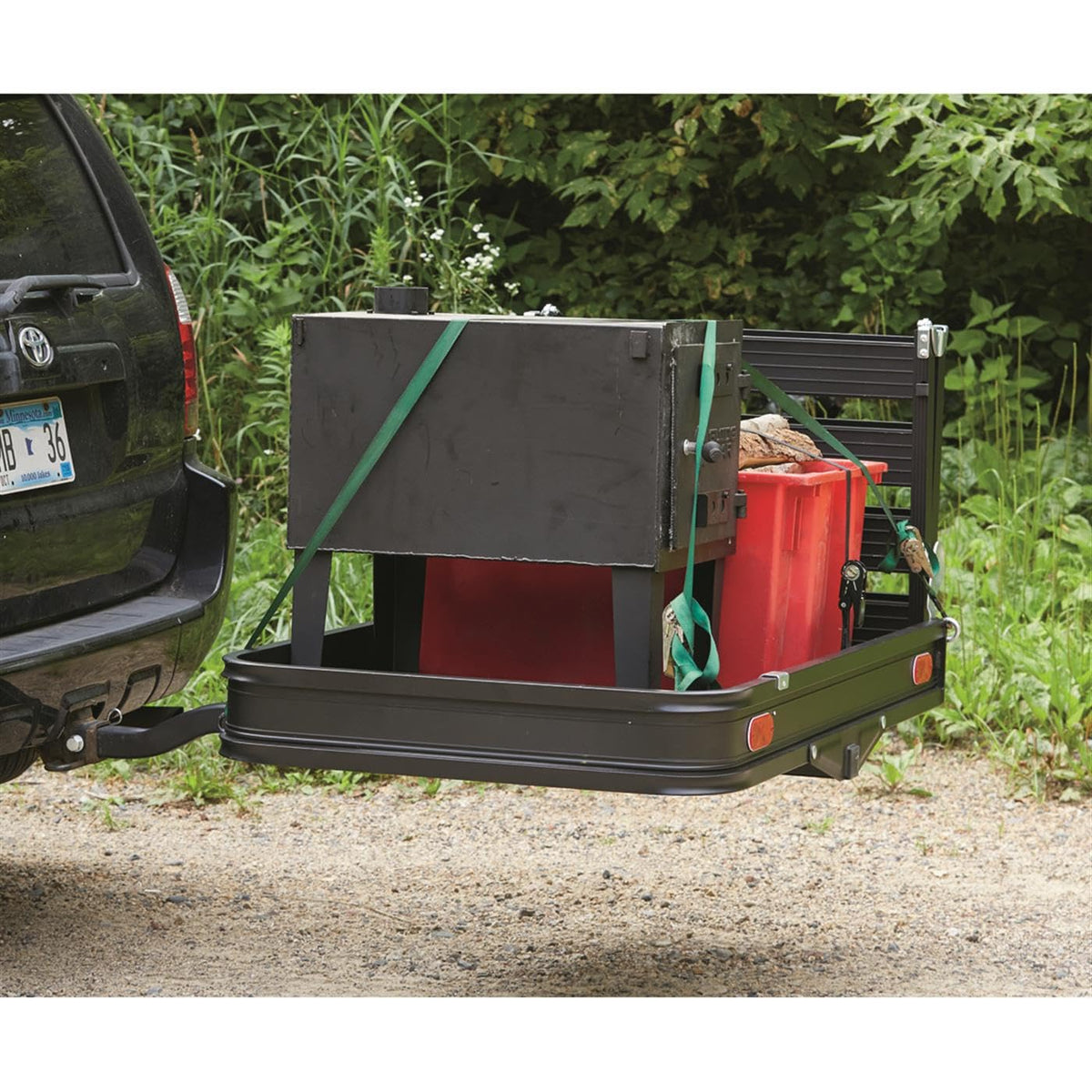 Guide Gear Vehicle Hitch Cargo Carrier, Pickup Truck Ramps Aluminum, Folding, 3-Position, Black