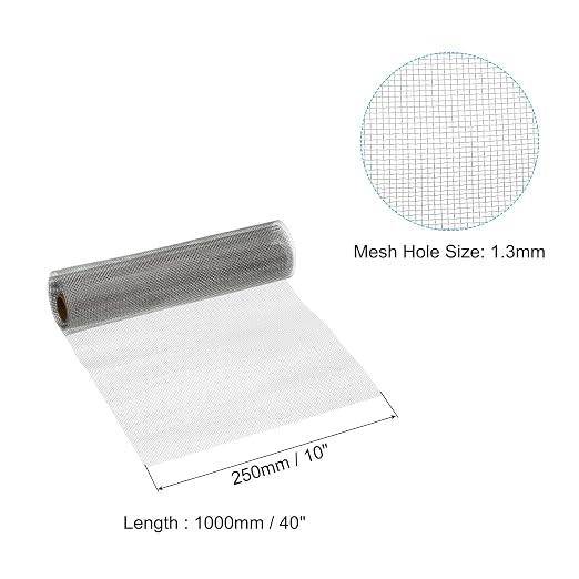 PATIKIL 40" L x 10" W Woven Wire Mesh, 16 Mesh 316L Stainless Steel Air Vent