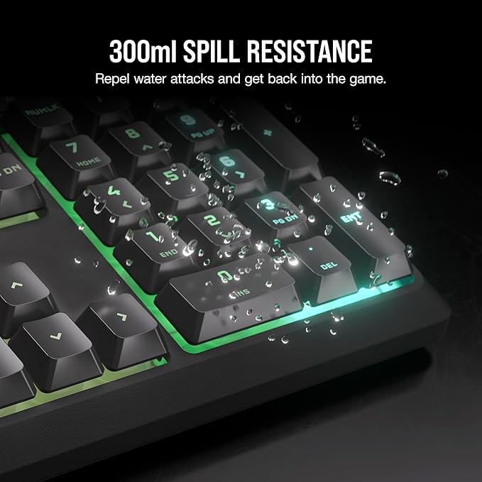 Corsair K55 CORE RGB Membrane Wired Gaming Keyboard – Quiet, Responsive Switches – Spill Resistance – Ten-Zone RGB – Media Keys – iCUE Compatible – QWERTY NA – PC, Mac – Gray