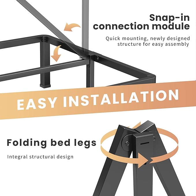 20 Inch King Heavy Duty 3500 lbs Bed Frame with Round-Corner Legs & Anti-Squeak Design – Quick Assembly Metal Platform, No Box Spring Needed