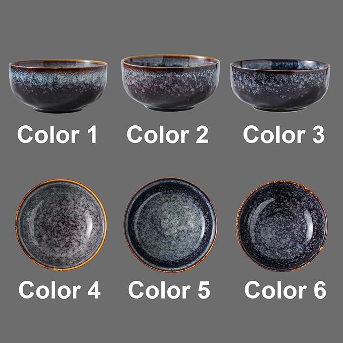 Serving Bowls - 22 Ounce Bowls Set - Ceramic Bowl Set of 2-5.75 inch Salad Bowls - Soup Bowls - Cereal Bowls for Kitchen, Speckled Black Purple