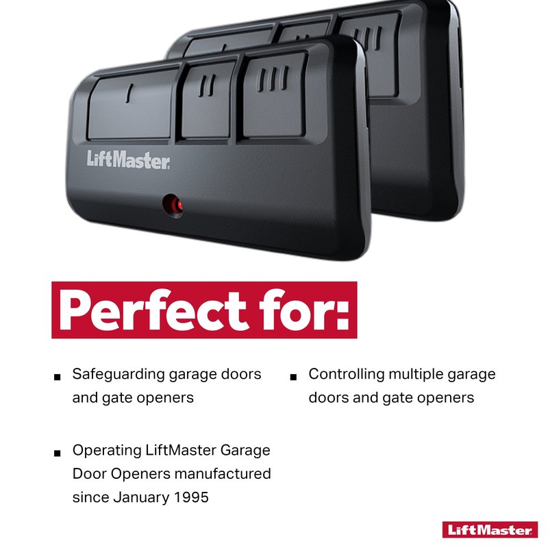 LiftMaster 893Max Security+ 2.0 3-Button Gate Operator Remote Control with Visor Clip - Pack of 2