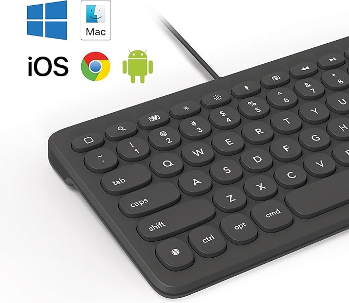 ZAGG Connect Keyboard 12C - Compact Type-C Wired Desktop Keyboard - Universal Compatibility with Windows, ChromeOS, Android, iOS, macOS, iPadOS - Optimized Typing Experience - Eco-Conscious Design