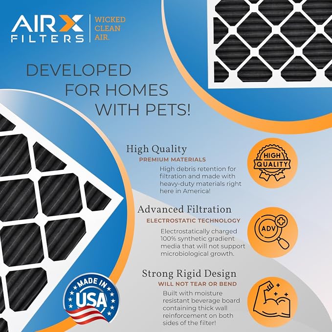 20x25x2 Air Filter MERV 8 Rating, 12 Pack of Furnace Filters Comparable to MPR