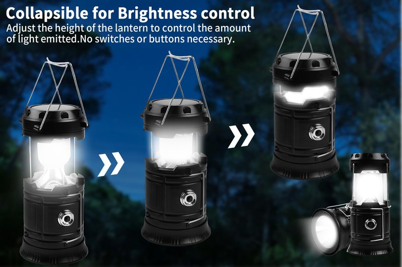 KunHe 5-Pack 1800mAh Collapsible Portable LED Camping Lantern Lightweight Waterproof USB Rechargeable LED Flashlight Kits for Indoor Outdoor Home Emergency Light Power Hiking