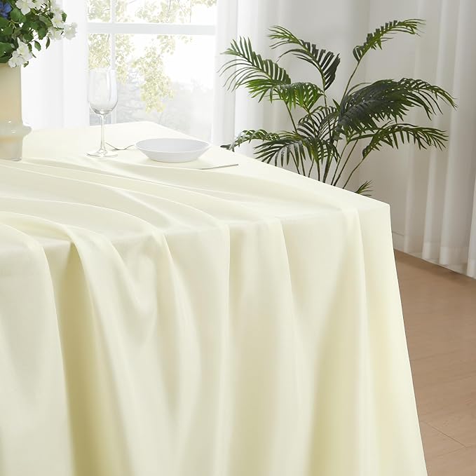 Rectangular Tablecloth 90x156 Inch 6 Pack Ivory Table Cloths for 8ft Stain Resistant Decorative Washable Polyester Rectangle Tablecloths for Dining Table Banquets Buffet Parties and Wedding